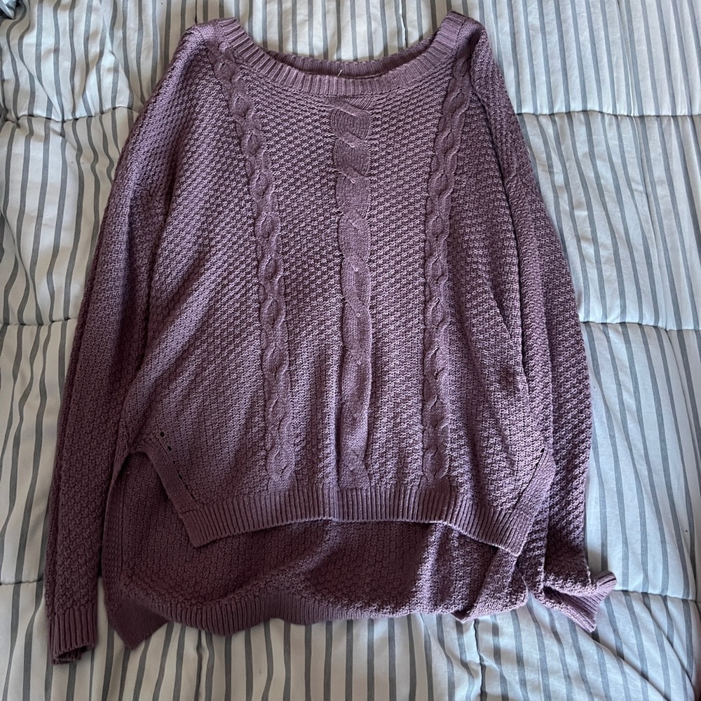 Garage Purple Cable Knit Sweater